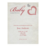 Heart Strings Baby Shower - Red & Black Personalized Announcements