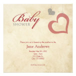 Heart Strings Baby Shower - Red & Black Personalized Invitations