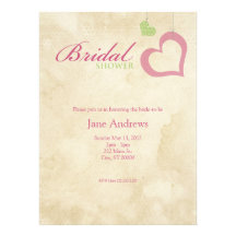 Heart Strings Bridaly Shower - Pink & Green Personalized Invite