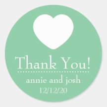Heart Thank You Labels (Mint Green) Stickers