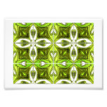Heart Tiles Inspired by Portuguese Azulejos Green Photographic Print
