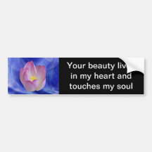 Heart to heart lotus flower bumper stickers