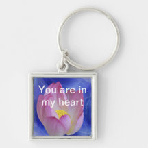 Heart to heart lotus flower keychains