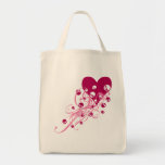 Heart with Pink Skulls and Swirls Canvas Bags