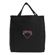 Heart with ribbon Applique Canvas Bag