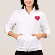 Heart Women's Fleece Zip Jogger Printed Jacket
