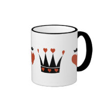 Hearts and Crowns Motif Coffee Mugs