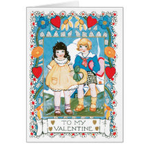 Hearts and Daisies Valentine Greeting Card