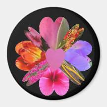 Hearts and Flowers Refrigerator Magnet