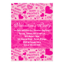 Hearts and fonts valentine party invitation