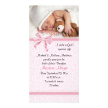 Hearts and Lace Photo Birth Announcement Personalized Photo Card