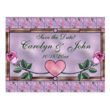 Hearts and Roses Save the Date Post Card