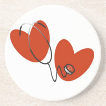 Hearts and Stethoscope T-shirts and Gifts Beverage Coasters