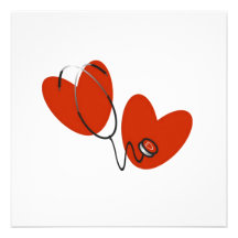 Hearts and Stethoscope T-shirts and Gifts Custom Invitations