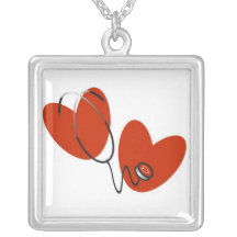 Hearts and Stethoscope T-shirts and Gifts Personalized Necklace
