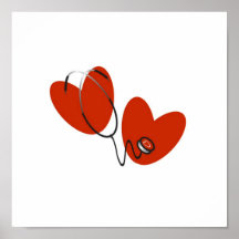 Hearts and Stethoscope T-shirts and Gifts Posters