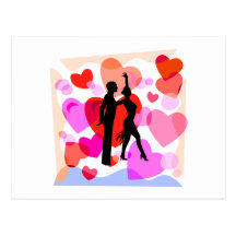 Hearts ballroom dancing post card