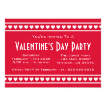 Hearts Border Valetine's Day (Red / White) Custom Announcements