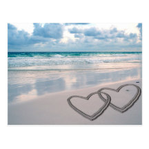 Hearts Drawn in the Sand Postcards