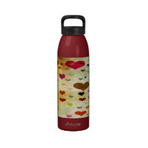 Hearts-Grunged Water Bottle