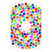 hearts in all colors stationery design