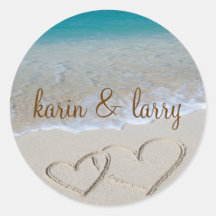 Hearts in the Sand Round Sticker