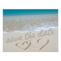 Hearts in the Sand "Save the Date" Custom Invitations
