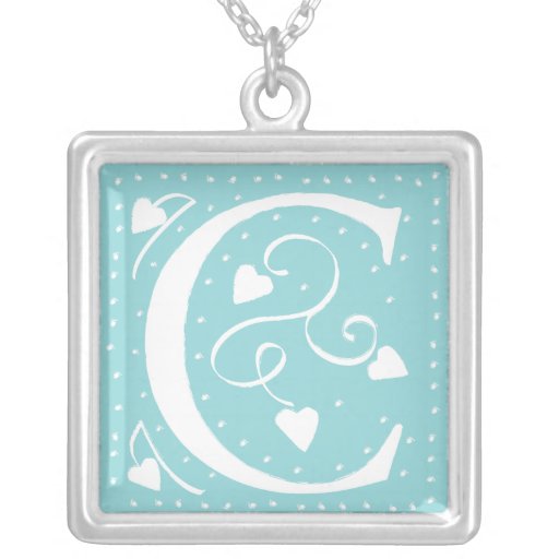 Hearts Monogram Necklace - letter C