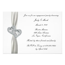 Hearts White Wedding Engagement Party Invitation