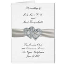 Hearts White Wedding Program Card