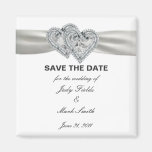 Hearts White Wedding Save The Date Magnet