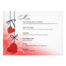 Heartstrings Dinner Menu red Personalised Invitation