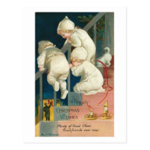 Hearty Christmas Wishes Kid's Peeking Card Post Card