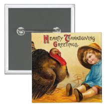 Hearty Thanksgiving Greetings Buttons