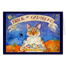 Heather the Cat's Halloween Trick or Treat card