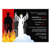Heaven or Hell Housewarming Party Custom Invites