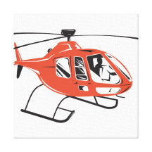 Helicopter Chopper Retro Stretched Canvas Prints