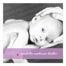 Hello Heart Baby Birth Announcement