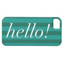 Hello! Teal + Emerald Green Stripe iPhone 5 Case