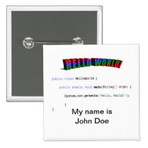 Hello World geek greeting Java Pinback Button