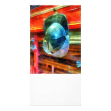 Helmet Hanging on Fire Truck Photo Greeting Card