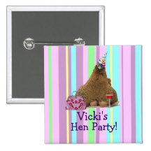Hen Night Party Hen Square Button Pin