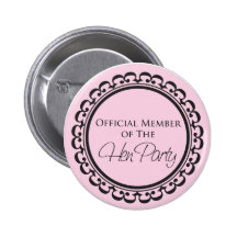 Hen Party pink and black button