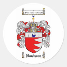 HENDERSON FAMILY CREST -  HENDERSON COAT OF ARMS ROUND STICKER
