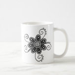 Henna Inspired Spiral Flowers (Black & White) Coffee Mug