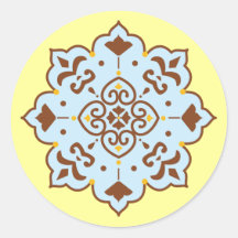 Henna Persian Rug Mandala Round Stickers