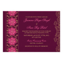 Henna Raisin Pink Gold Indian Wedding Invitation invitations