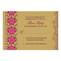 Henna Raisin Pink Gold Indian Wedding RSVP Reply invitations