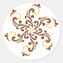 Henna Spiral Flower Round Sticker
