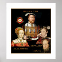 Henry VIII and his three children Print
